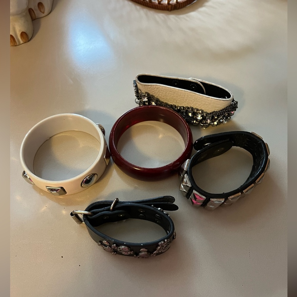 90s Vintage Set of 5 Punk Style Bracelets - Picture 3 of 16